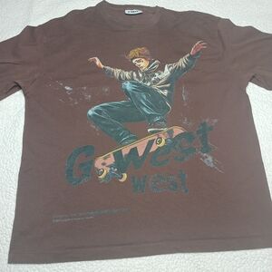 Skateboarder Graphic Tee Heavyweight Brown 2XL